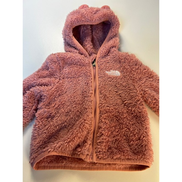 The North Face Baby Fleece Bear Ear Hooded Jacket 12-18M Pink Mauve - Picture 1 of 12